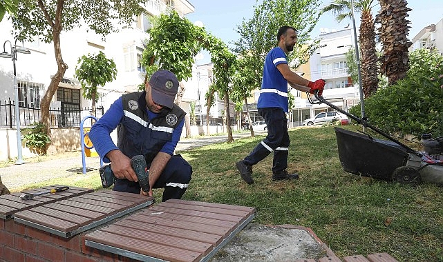 Buca'nın parklarında yaza hazırlık