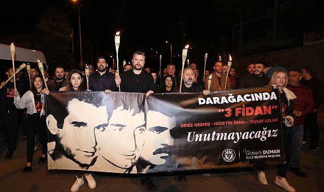 Devrimci gençlik önderleri Deniz Gezmiş, Hüseyin İnan ve Yusuf Aslan, idamlarının 52. yılında Buca'da anıldı