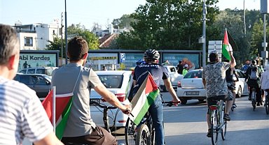 “Gazze İçin Durma, Boykot İçin Pedalla” başlıklı bisiklet sürme etkinliği yapıldı