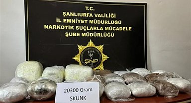 Şanlıurfa’da 20 kilo 300 gram skunk ele geçirildi