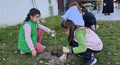 Çankırı'da çocuklar Cumhuriyet'in 101. yılı anısına fidan dikti