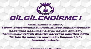 Afyonspor'da Teknik Kadronun Görevine Son Verildi