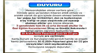Afyonkarahisar’da Kar Yağışı Nedeniyle Eğitime Ara Verildi