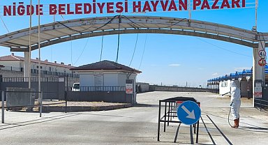 Niğde Canlı Hayvan Pazarı şap hastalığına karşı dezenfekte edildi