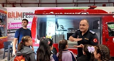BİLİMFEST Elazığ’da İtfaiyeden uygulamalı yangın ve kurtarma eğitimi