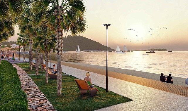 Aydın Büyükşehir Belediyesi, Kuşadası merkezde 2 bin 500 metrelik uzunluğundaki sahil şeridinde düzenleme yapmaya başladı